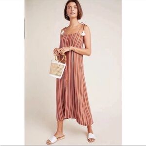 FAITHFULL STRIPES ADJUSTABLE TIE STRAPS COVERUPS MAXI DRESS ANTHROPOLOGIE M NWT